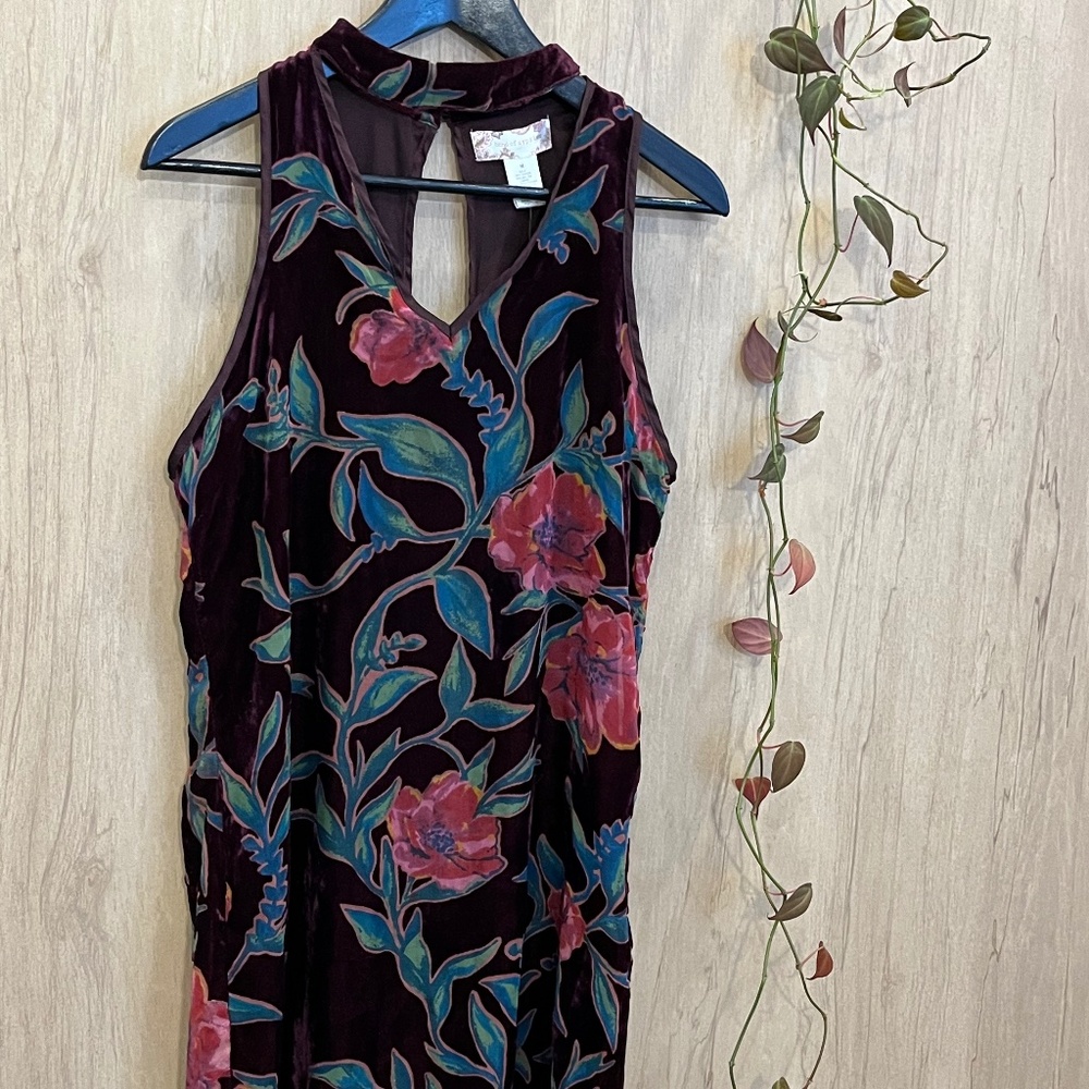 Velvet high neck mini dress